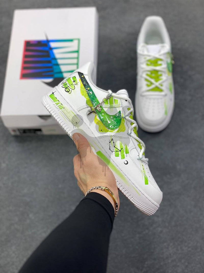 Custom Nike Air Forces 1 "Green Galaxy"