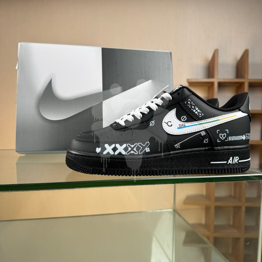Custom Nike Black Air forces 1 "CSGO Print Stream"