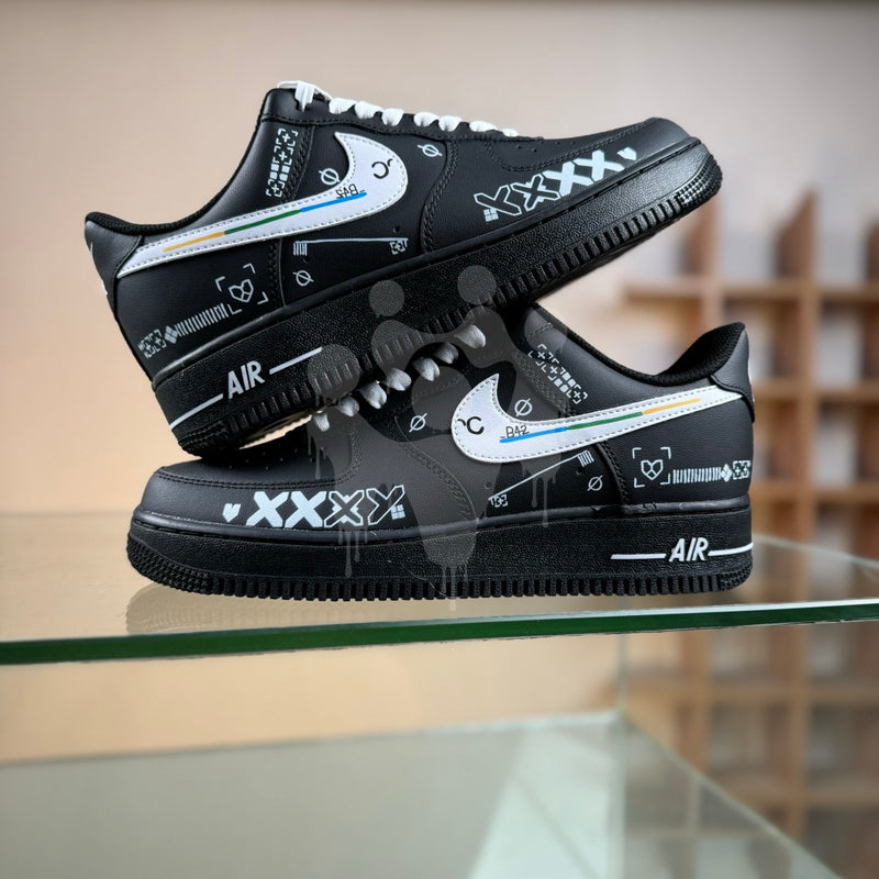 Custom Nike Black Air forces 1 "CSGO Print Stream"