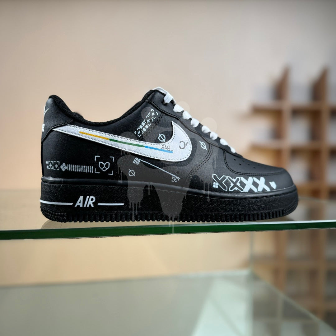 Custom Nike Black Air forces 1 "CSGO Print Stream"