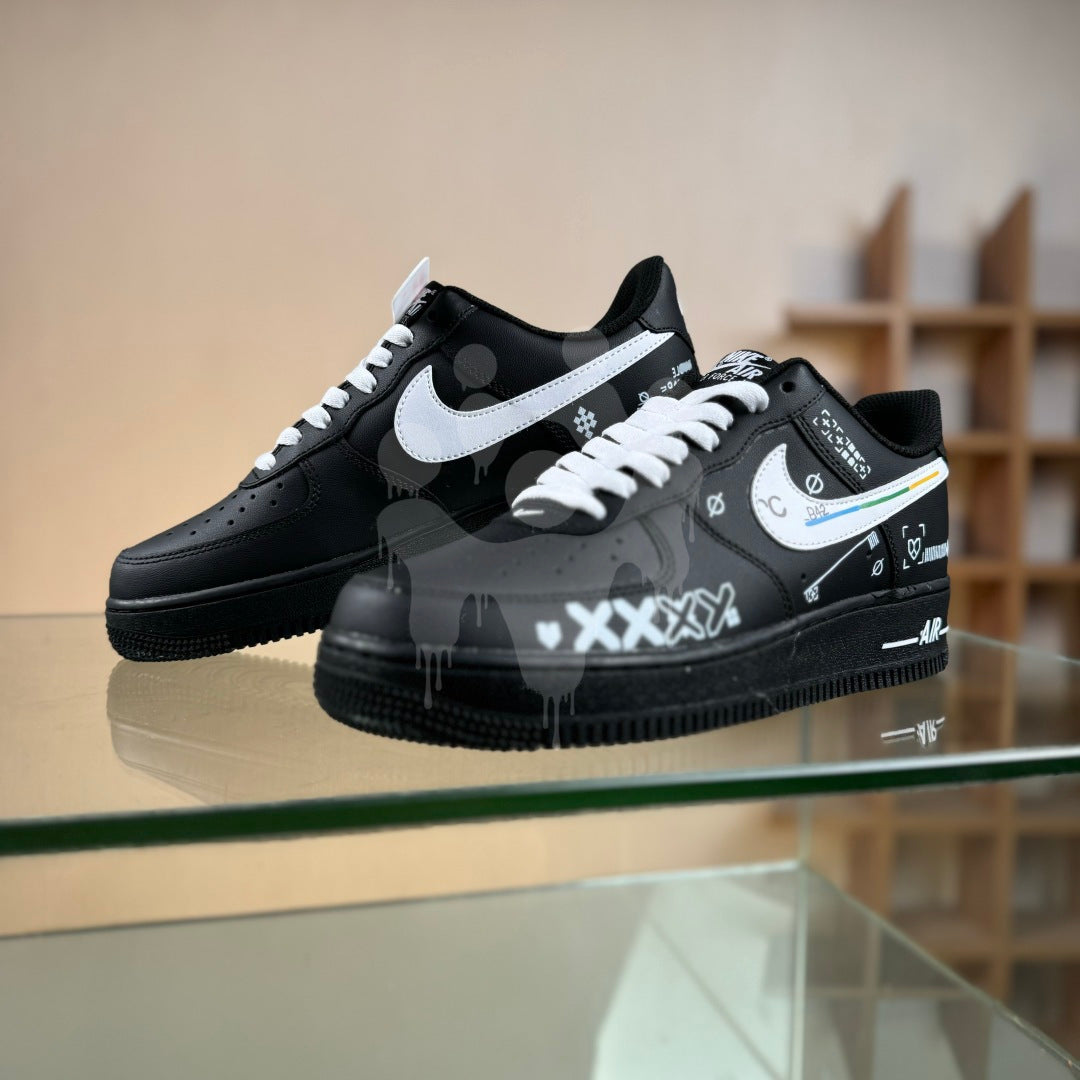 Custom Nike Black Air forces 1 "CSGO Print Stream"