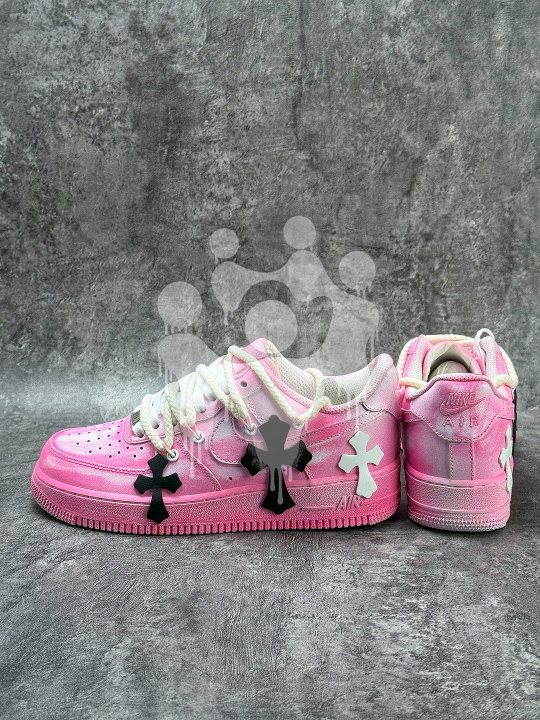 Custom Nike Air Forces 1 "Pink Chrome Hearts"