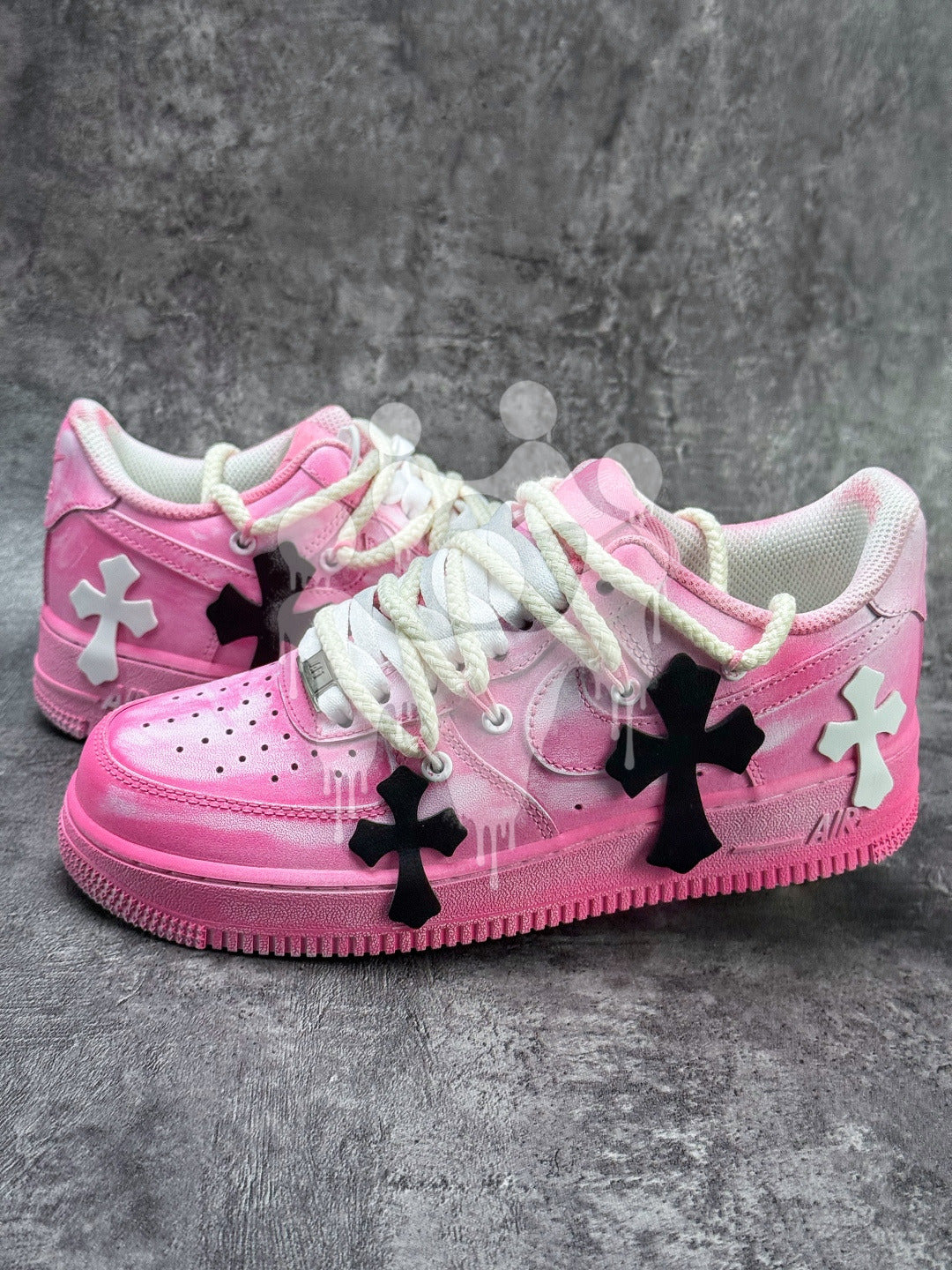Custom Nike Air Forces 1 "Pink Chrome Hearts"