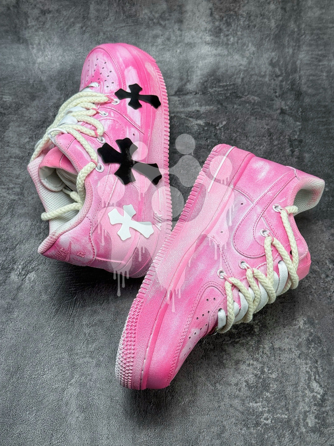 Custom Nike Air Forces 1 "Pink Chrome Hearts"