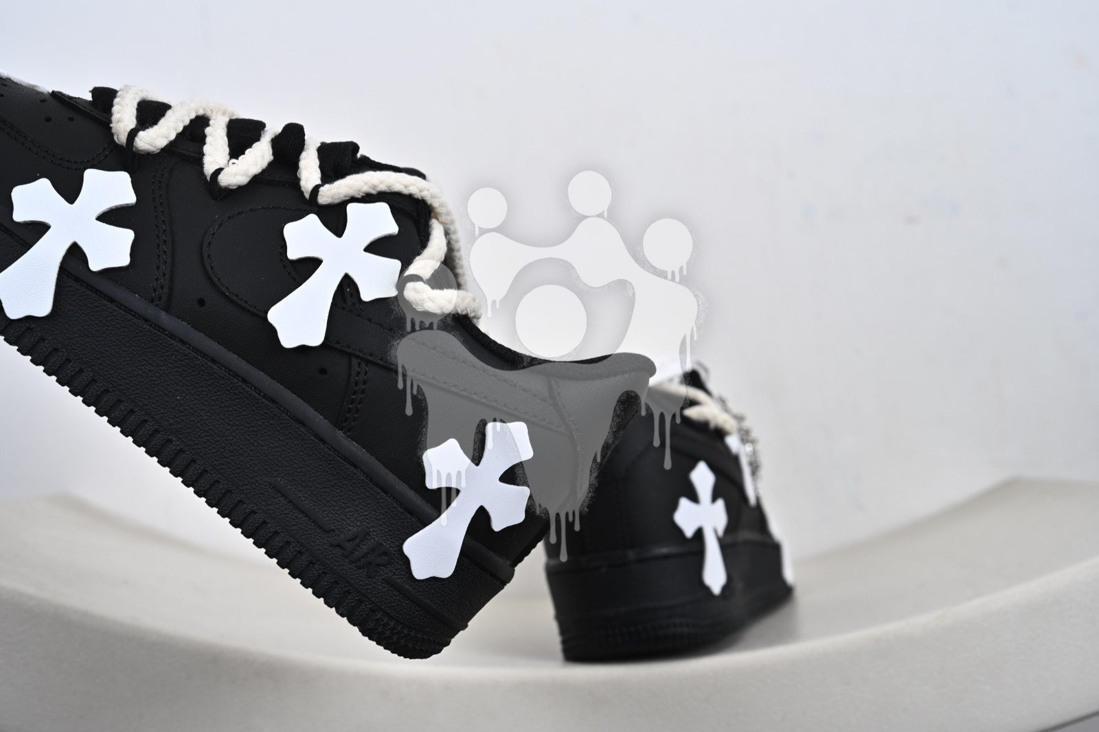 Custom Black Nike Air Forces 1 "Chrome Hearts"