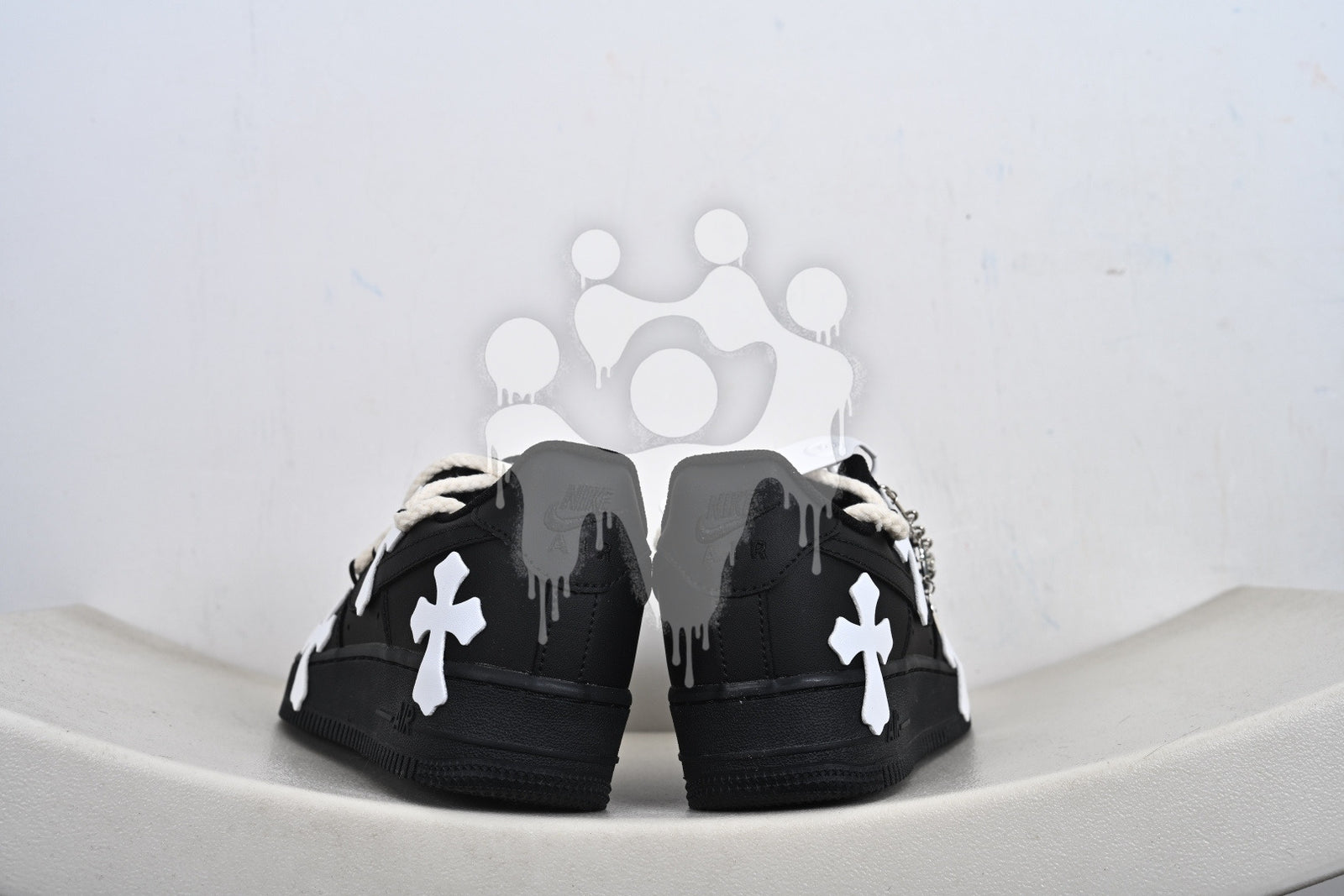 Custom Black Nike Air Forces 1 "Chrome Hearts"