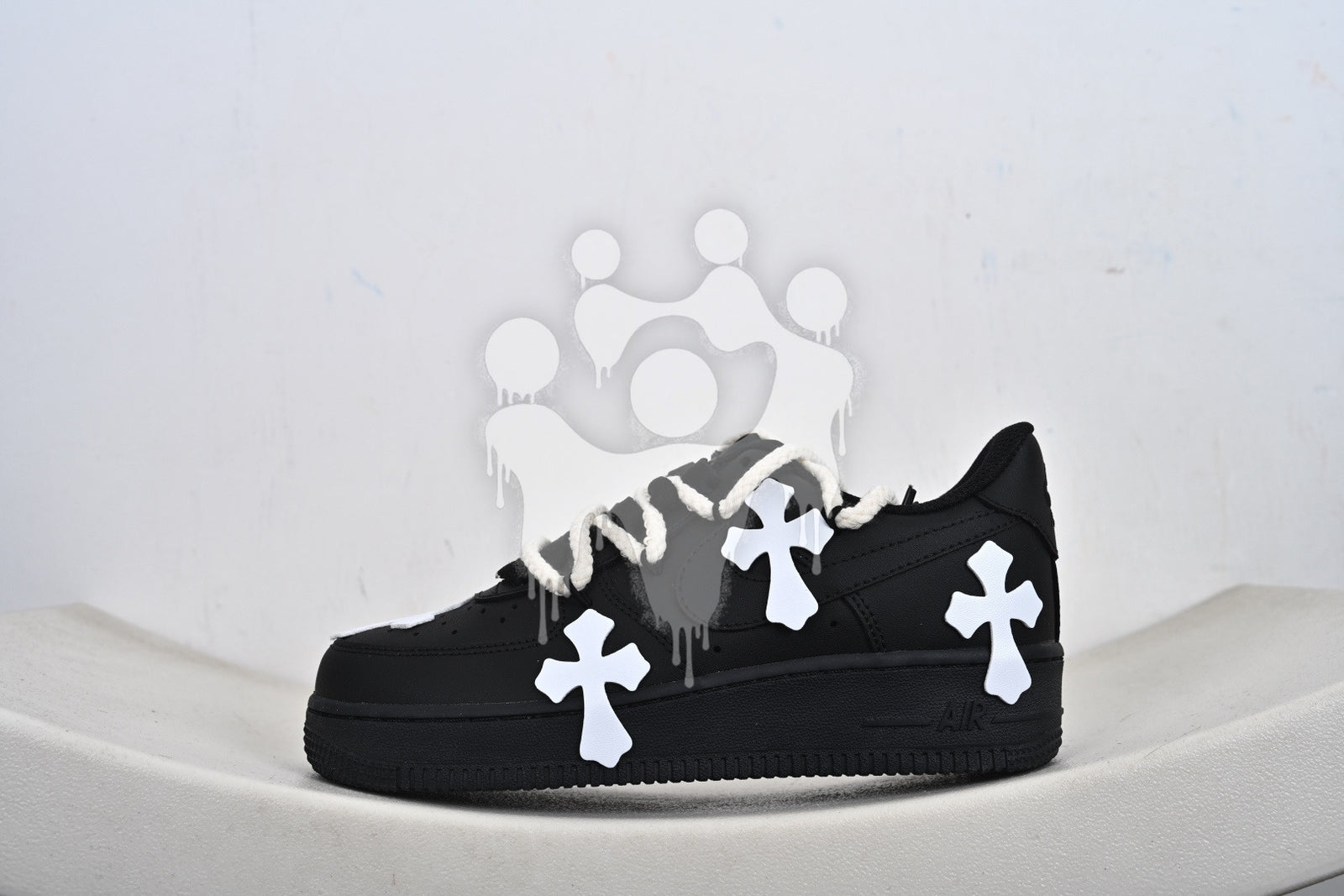 Custom Black Nike Air Forces 1 "Chrome Hearts"