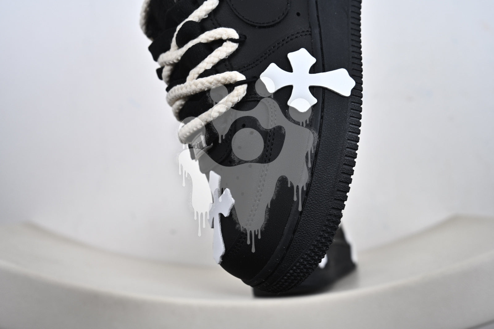 Custom Black Nike Air Forces 1 "Chrome Hearts"