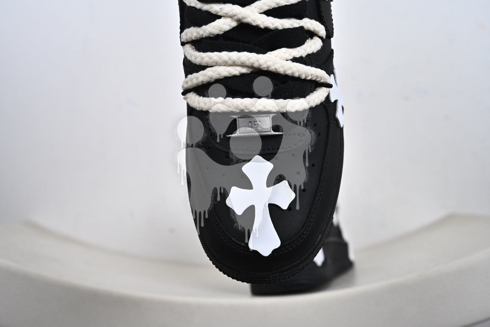 Custom Black Nike Air Forces 1 "Chrome Hearts"