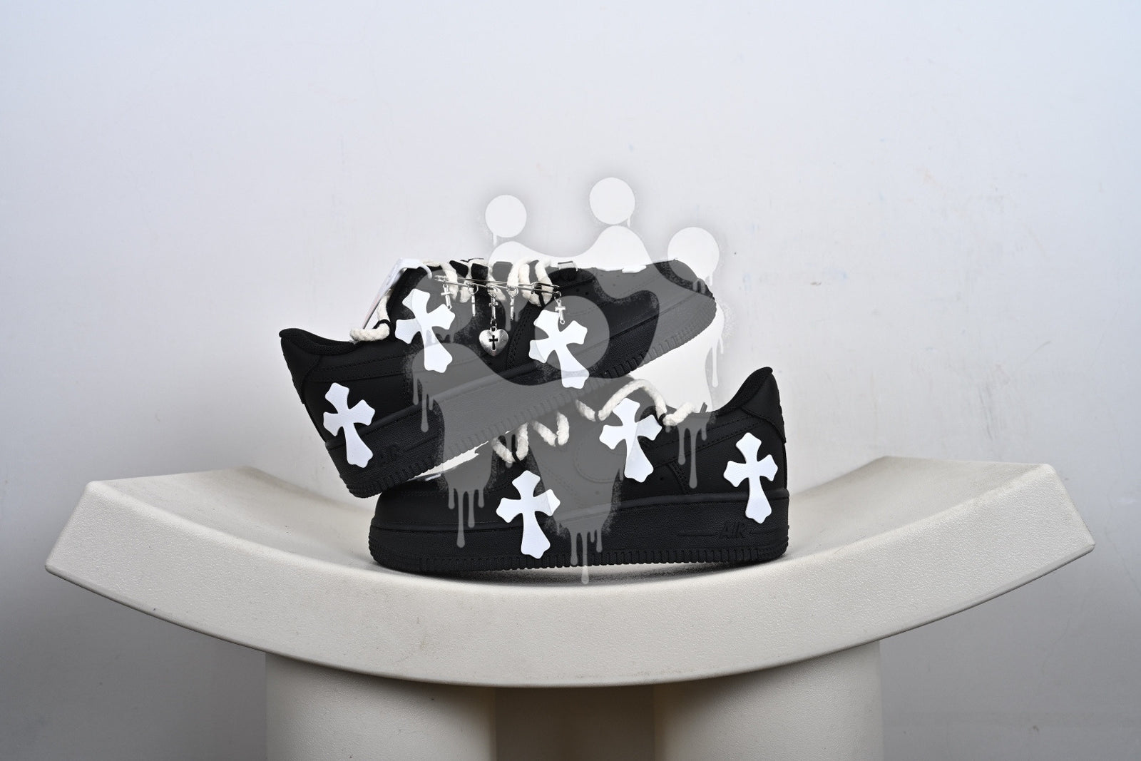 Custom Black Nike Air Forces 1 "Chrome Hearts"