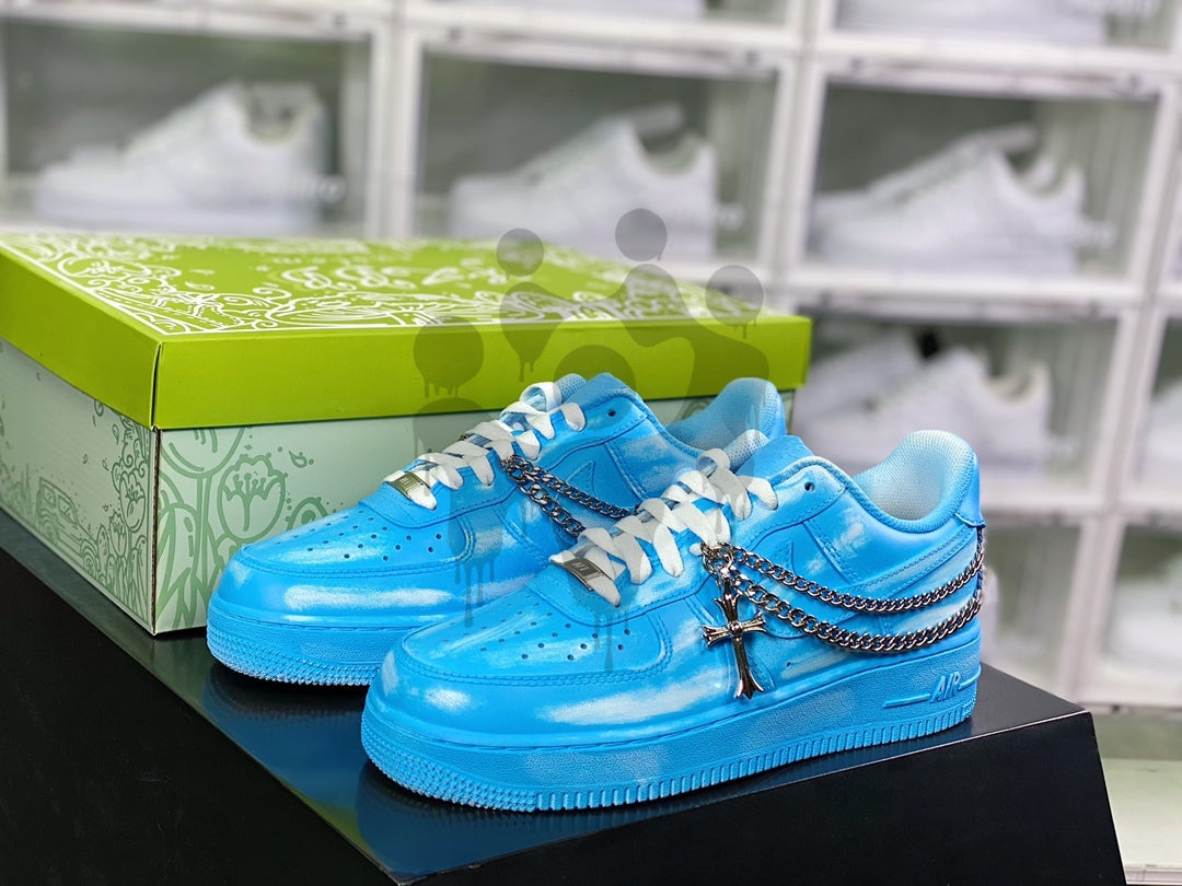 Custom Nike Air Force 1 Blue Drip