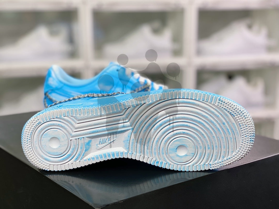 Custom Nike Air Force 1 Blue Drip