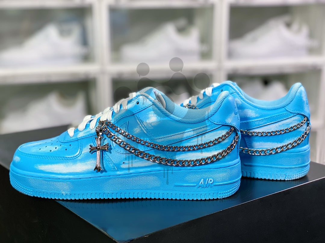 Custom Nike Air Force 1 Blue Drip