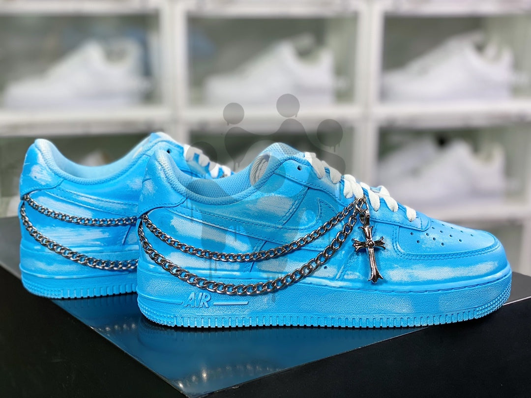 Custom Nike Air Force 1 Blue Drip