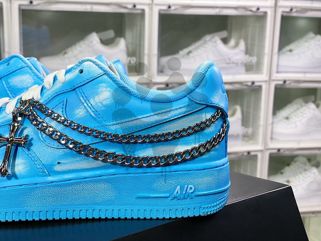 Custom Nike Air Force 1 Blue Drip