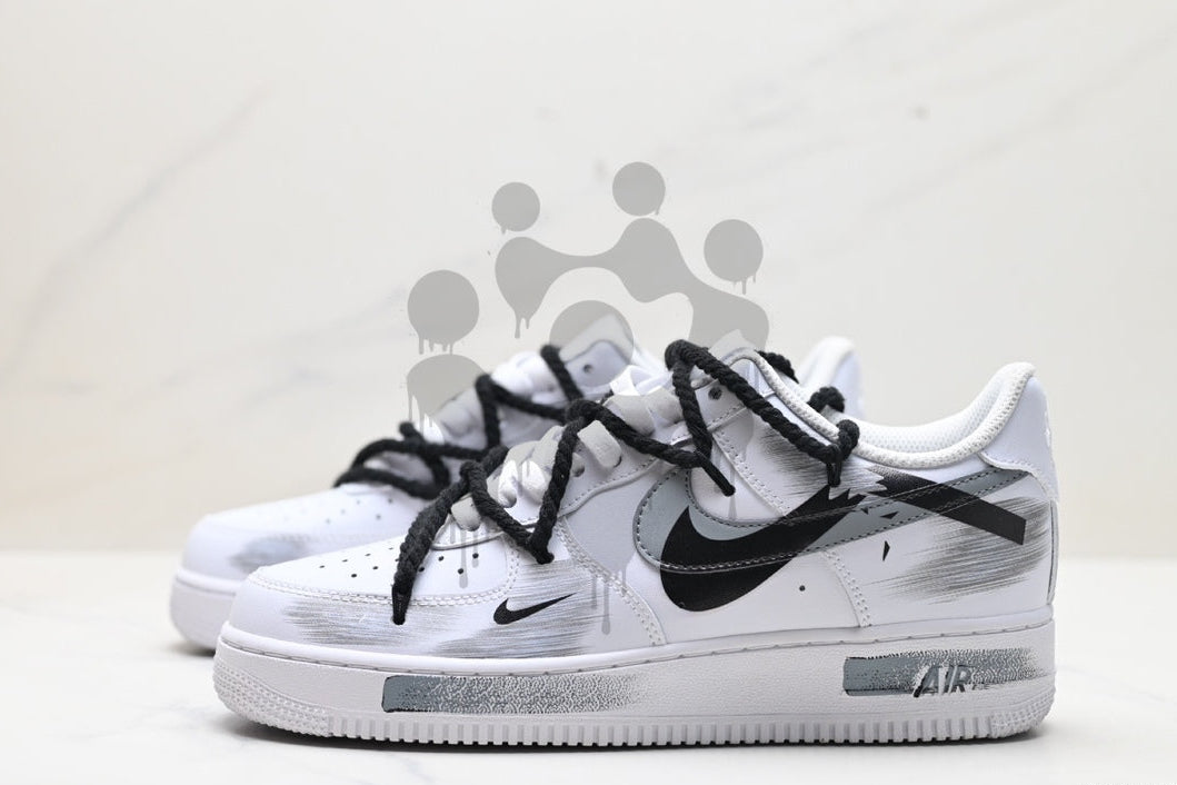 Custom Nike Air Forces 1 "Black and Grey Swoosh"
