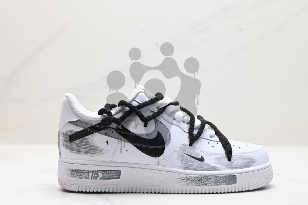 Custom Nike Air Forces 1 "Black and Grey Swoosh"