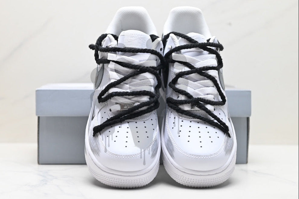 Custom Nike Air Forces 1 "Black and Grey Swoosh"