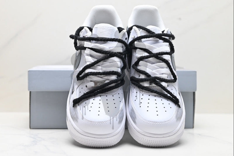 Custom Nike Air Forces 1 "Black and Grey Swoosh"