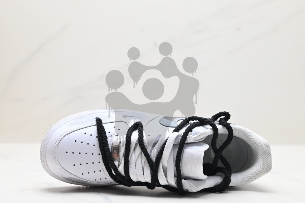 Custom Nike Air Forces 1 "Black and Grey Swoosh"
