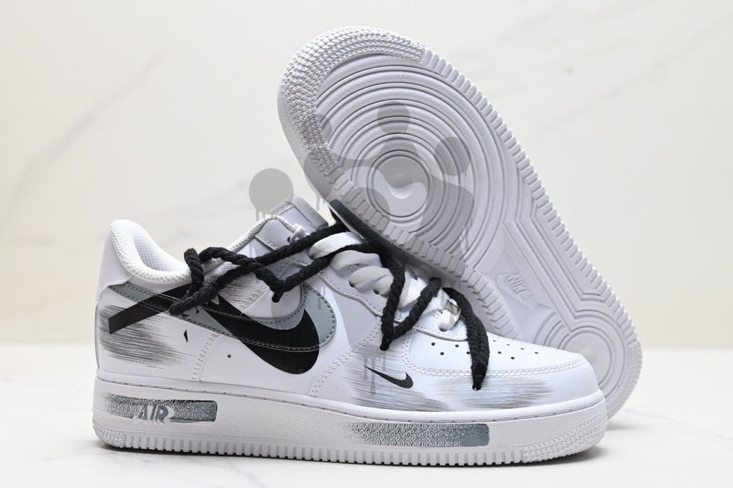 Custom Nike Air Forces 1 "Black and Grey Swoosh"