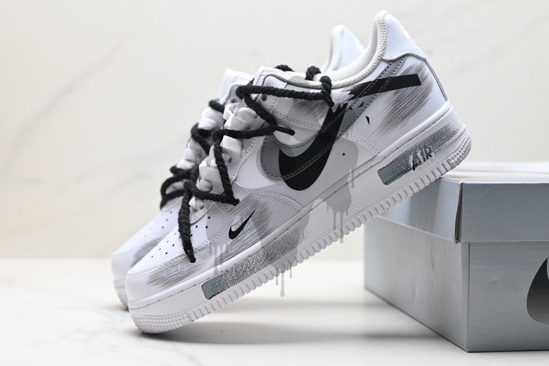 Custom Nike Air Forces 1 "Black and Grey Swoosh"