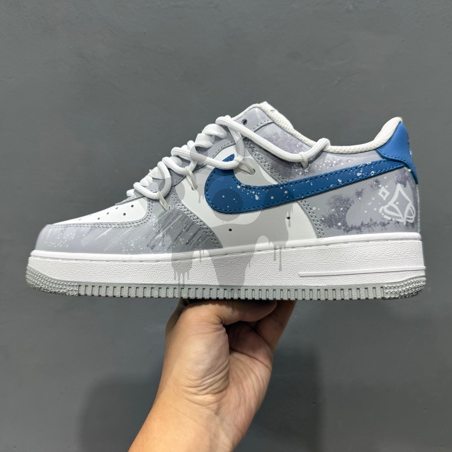 Custom Nike Air Forces 1  "Blue Swoosh"