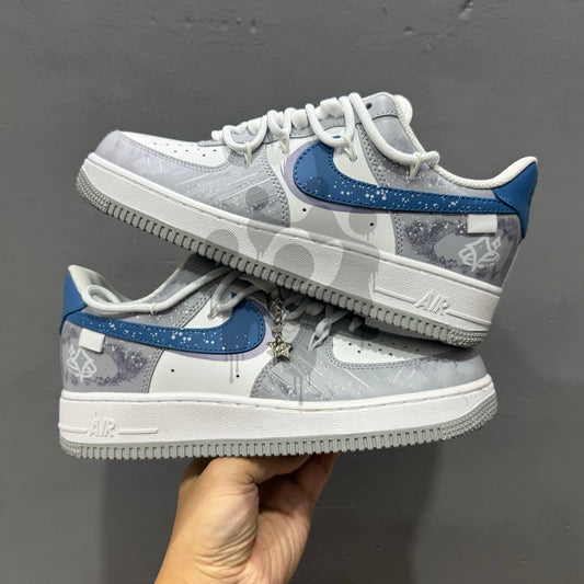 Custom Nike Air Forces 1  "Blue Swoosh"