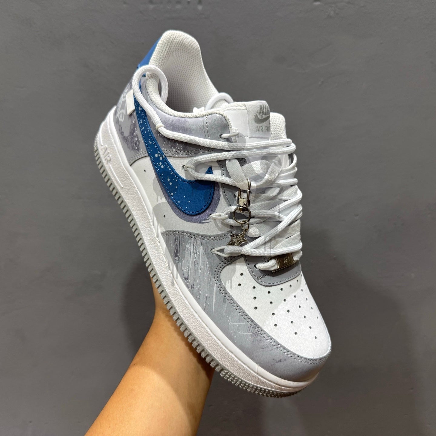 Custom Nike Air Forces 1  "Blue Swoosh"