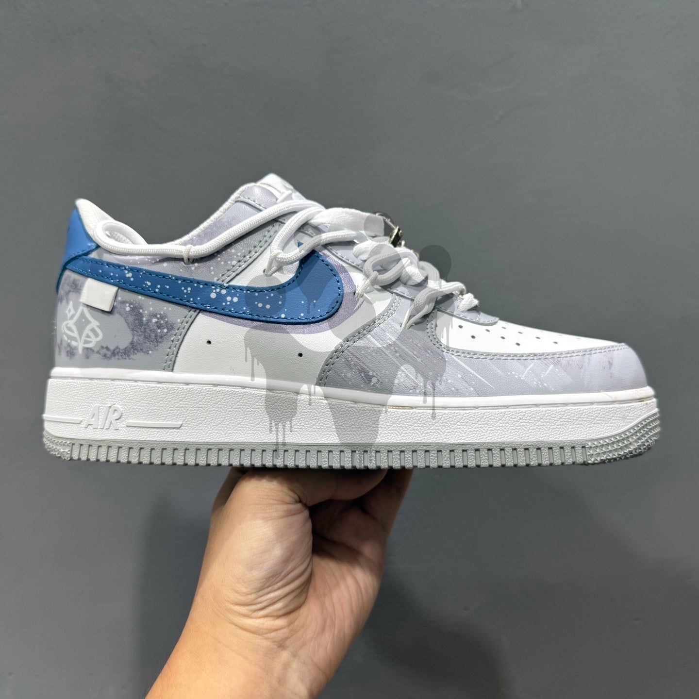 Custom Nike Air Forces 1  "Blue Swoosh"